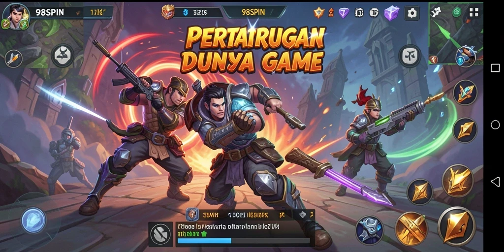 Gameplay 98SPIN menampilkan pertarungan seru dan strategi yang mendalam.