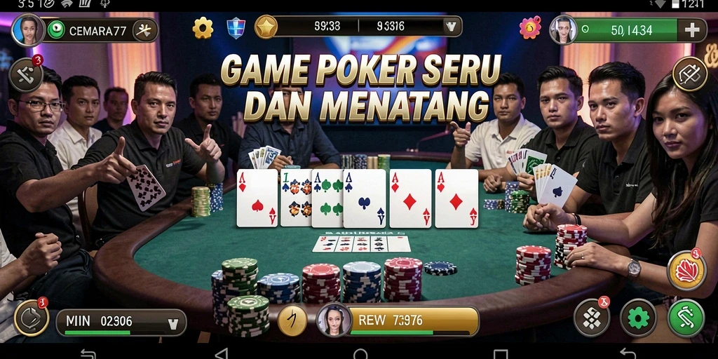 Tampilan gameplay Poker di CEMARA77 yang menarik dan interaktif.