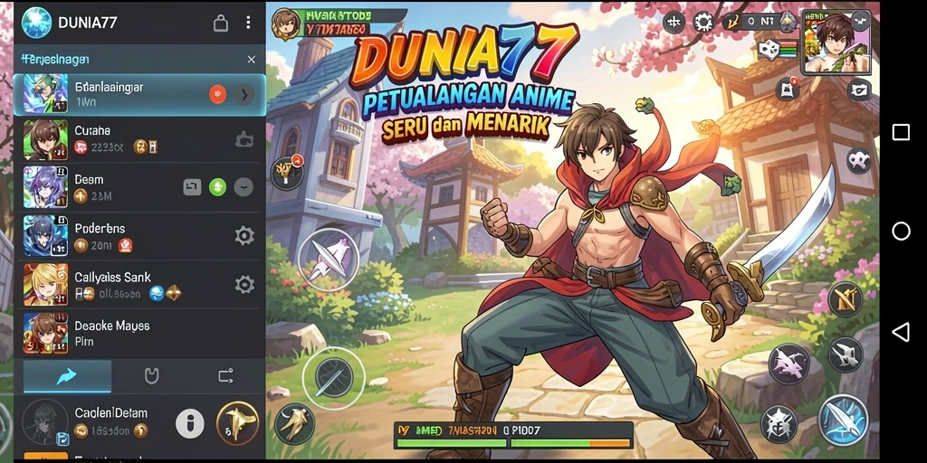 Tampilan gameplay DUNIA77 dengan karakter Anime yang menakjubkan.