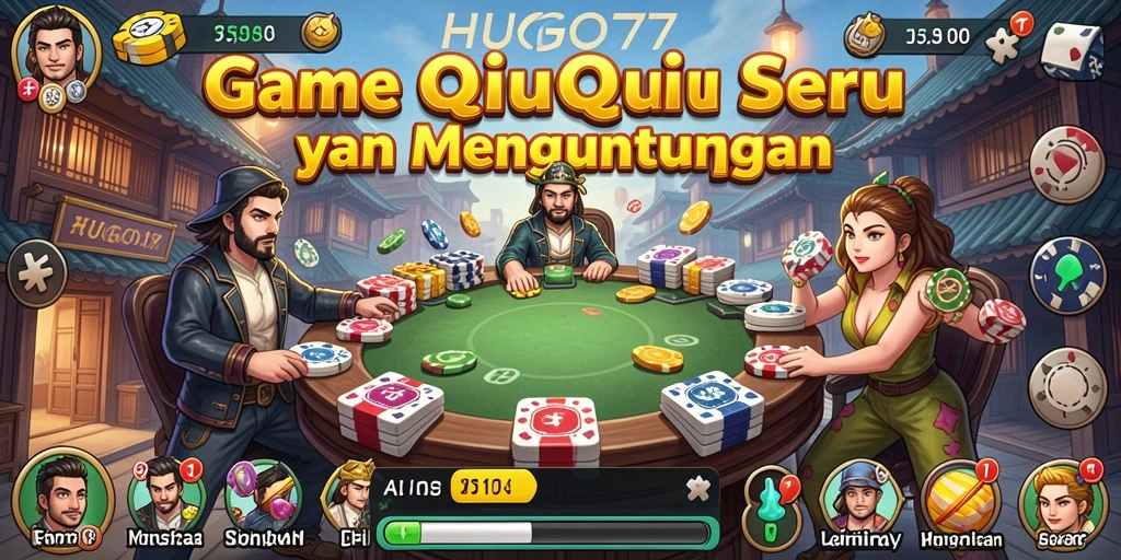 Tampilan gameplay seru dari HUGO77 dengan suasana QiuQiu.