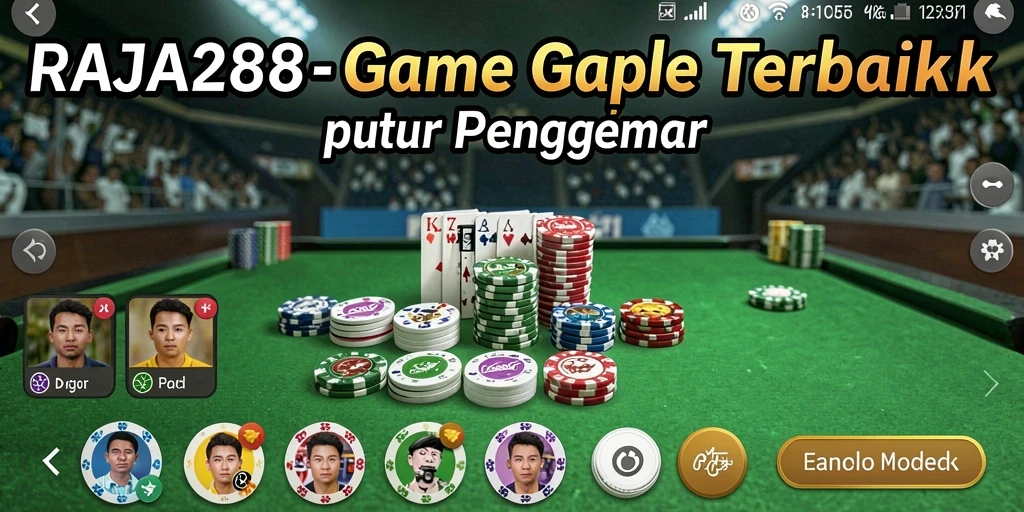 Tampilan screenshot utama RAJA288 yang menunjukkan gameplay Gaple yang seru.