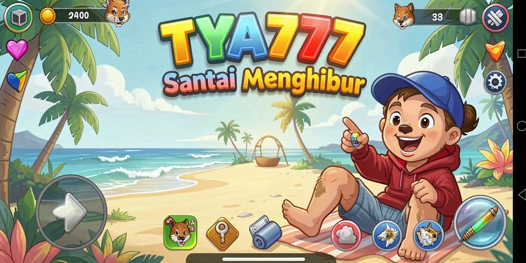 Screenshot gameplay TYA777 menampilkan suasana permainan santai yang ceria.