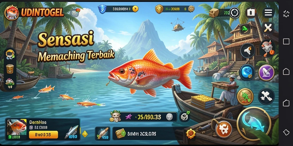 Tampilan menarik dari gameplay memancing di UDINTOGEL.